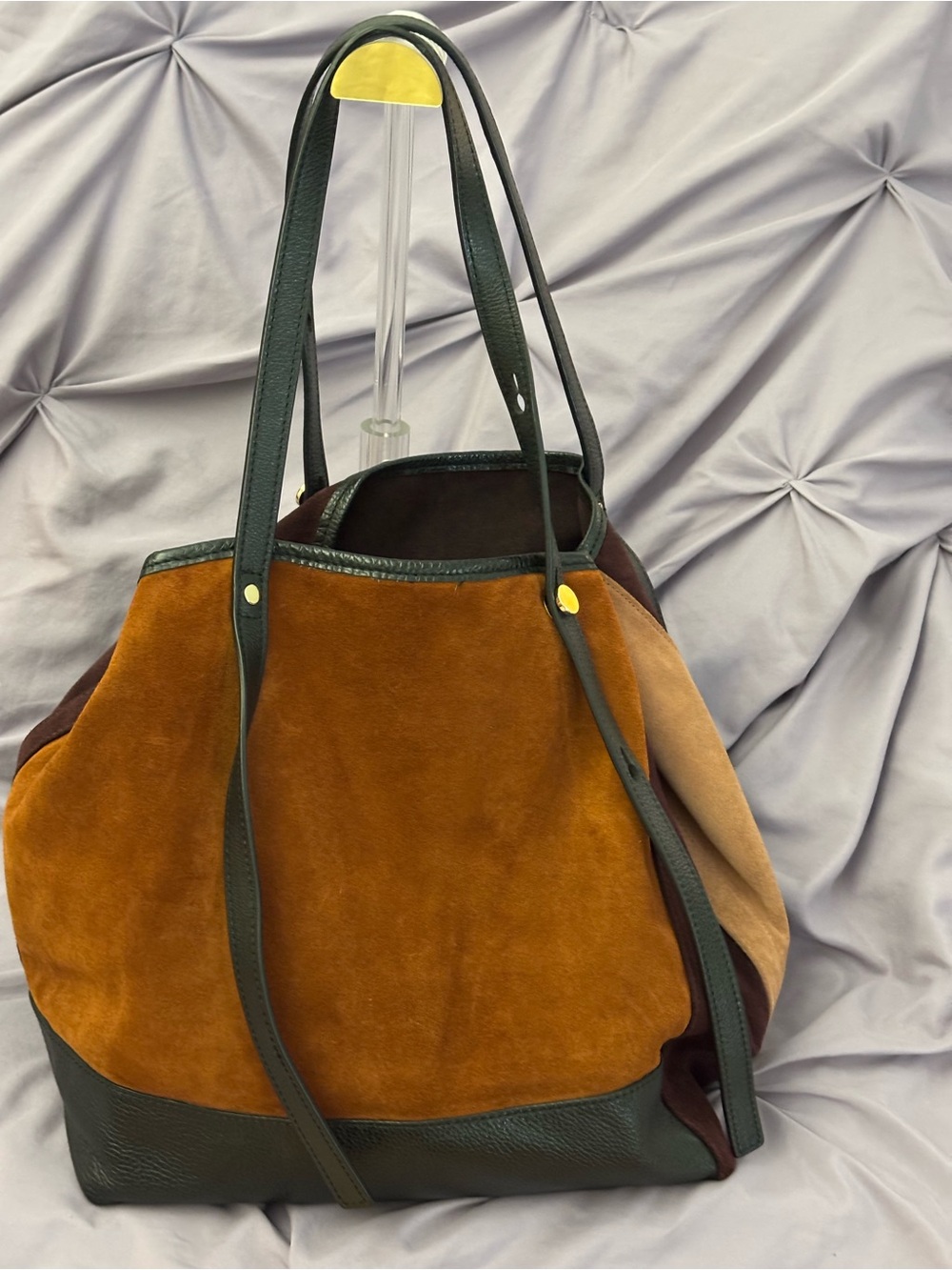 See by CHLOE Suede and Leather Two-Tone Soho Tote Bag in Rust and Black Leather
